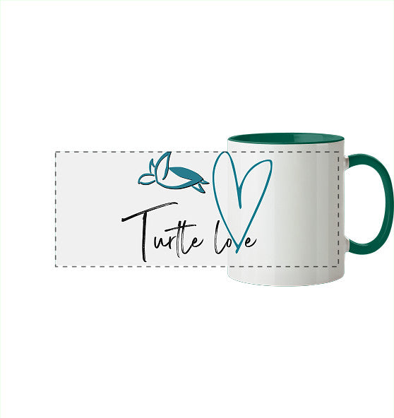 Turtle Love - Edition - Panorama Tasse zweifarbig