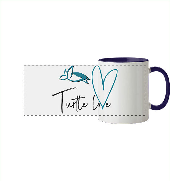 Turtle Love - Edition - Panorama Tasse zweifarbig