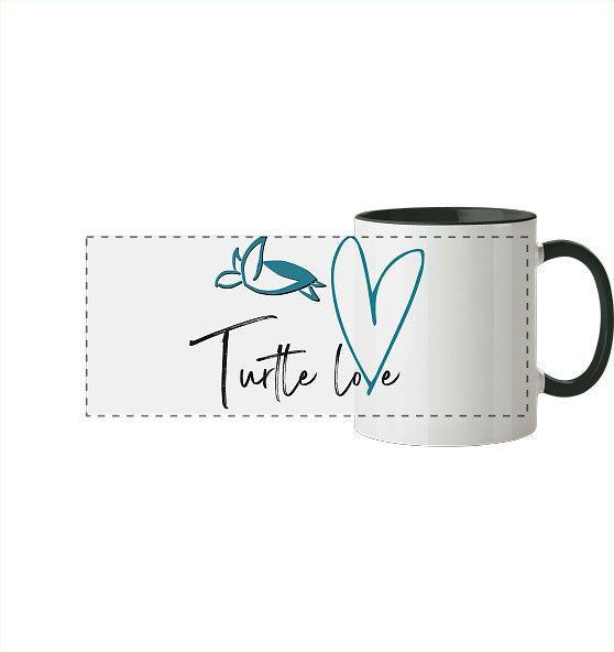 Turtle Love - Edition - Panorama Tasse zweifarbig