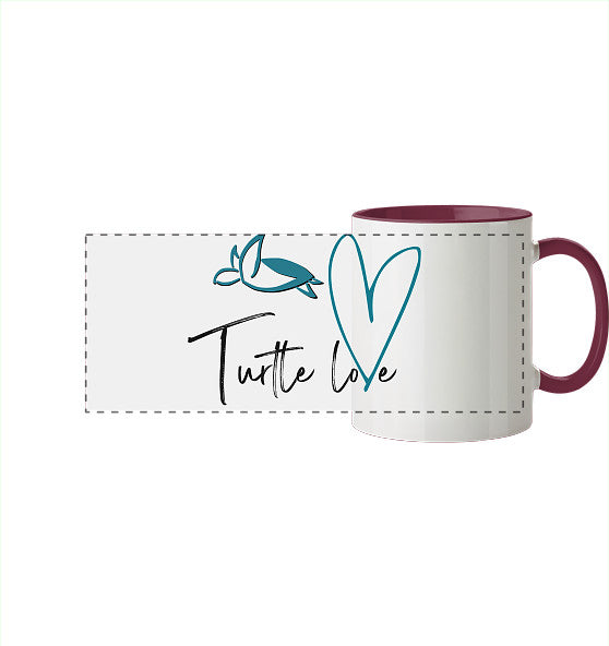 Turtle Love - Edition - Panorama Tasse zweifarbig