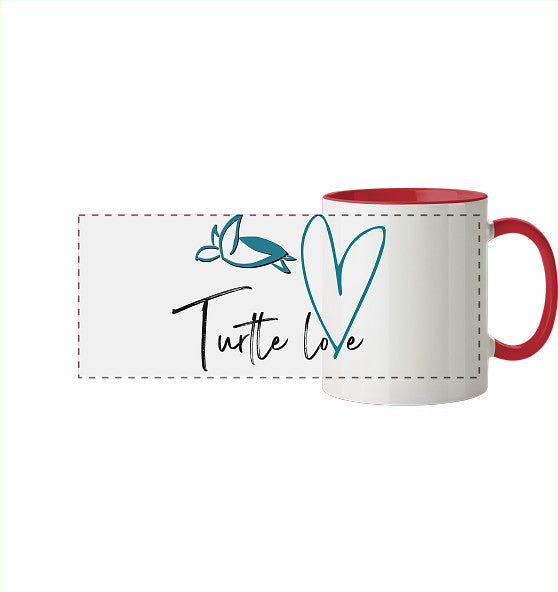 Turtle Love - Edition - Panorama Tasse zweifarbig
