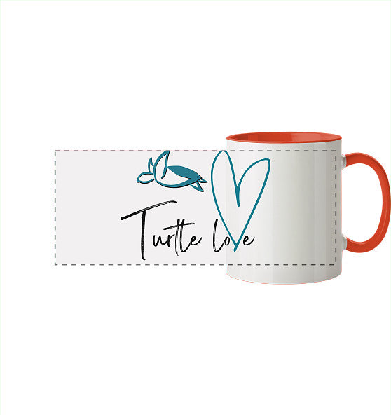 Turtle Love - Edition - Panorama Tasse zweifarbig