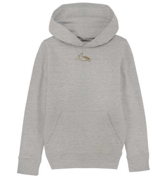 Turtle Elegant - Gold - Kids Organic Hoodie (Embroidery)