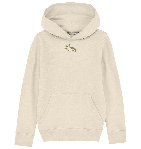 Turtle Elegant - Gold - Kids Organic Hoodie (Embroidery)