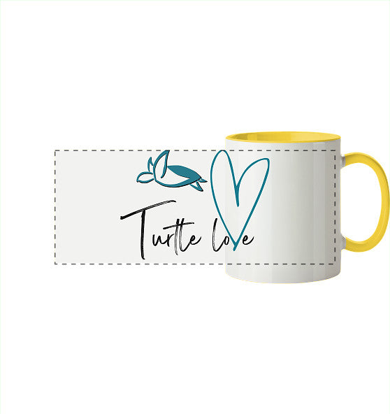 Turtle Love - Edition - Panorama Tasse zweifarbig